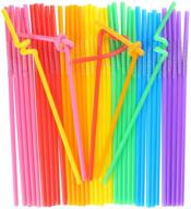 hansgo 100pcs disposable colorful drinking straws, 7 colors, 13-inch extra long flexible straws for party decorations logo