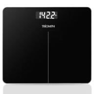 triomph high accuracy digital bathroom scale with sleek and compact design - upgraded measurements, 400lb capacity, in lb/kgs/st, black logo