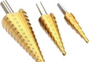 img 3 attached to 🪚 Chiloskit 3-Piece Titanium-Coated HSS Steel Step Cone Drill Bit Set - Ideal for Drilling Holes in Metal/Wood - Sizes: 4-12/20/32mm