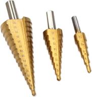 🪚 chiloskit 3-piece titanium-coated hss steel step cone drill bit set - ideal for drilling holes in metal/wood - sizes: 4-12/20/32mm logo