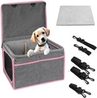 🐶 unionda dog car seat: portable pet booster seat with seat belt - linen travel carrier for small and medium cat, dog, or other pets - breathable & washable logo