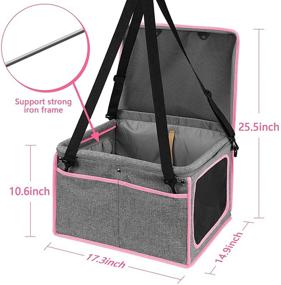 img 3 attached to 🐶 UNIONDA Dog Car Seat: Portable Pet Booster Seat with Seat Belt - Linen Travel Carrier for Small and Medium Cat, Dog, or Other Pets - Breathable & Washable