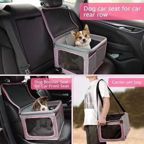 img 2 attached to 🐶 UNIONDA Dog Car Seat: Portable Pet Booster Seat with Seat Belt - Linen Travel Carrier for Small and Medium Cat, Dog, or Other Pets - Breathable & Washable