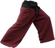 👖 comfortable and free-sized 2 tone thai fisherman pants: perfect for yoga and everyday wear логотип