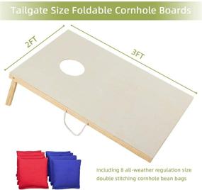 img 1 attached to ApudArmis Wooden Cornhole Boards Set with Carrying Case - Classic 3x2Ft Cornhole Outdoor Game, Includes 8 Cornhole Bean Bags - Ideal for Tailgating, BBQ’s, Camping, Lawn, Yard, Beach - Fun Game for Kids, Adults, and Family