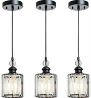 berliget 3-pack black industrial mini glam crystal pendant lights for kitchen island: hanging lighting fixtures with handcrafted glass strip, ideal for bar, cafe, dining room, indoor restaurant логотип