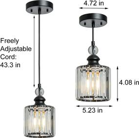 img 3 attached to Berliget 3-Pack Black Industrial Mini Glam Crystal Pendant Lights for Kitchen Island: Hanging Lighting Fixtures with Handcrafted Glass Strip, Ideal for Bar, Cafe, Dining Room, Indoor Restaurant