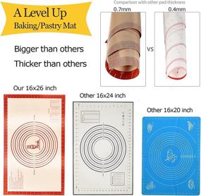 img 3 attached to 🍳 Super Kitchen Red Silicone Baking Mat: Large Non-Slip Mat with Measurements Ideal for Dough, Fondant, and Pie - 16 x 26 Inch Silicone Pastry Mat by Folksy