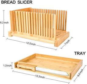 img 1 attached to 🍞 Enhance Your Baking Experience with the Bamboo Bread Slicer - Includes 2 Knives, Compact and Foldable Design, Crumbs Holder Tray