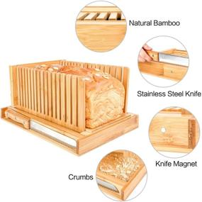 img 2 attached to 🍞 Enhance Your Baking Experience with the Bamboo Bread Slicer - Includes 2 Knives, Compact and Foldable Design, Crumbs Holder Tray