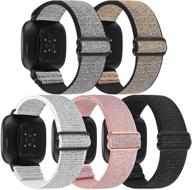 🌈 grtrees 5-pack adjustable nylon bands for fitbit versa 3/sense - vibrant replacement wristbands for women and men - bright color series logo