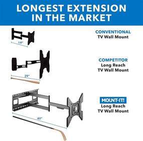 img 3 attached to 📺 Long Arm Full Motion Corner TV Wall Mount by Mount-It! – 40" Extension, Universal Fit for Flat Panel TVs Up to 400x400 VESA, Capacity of 110 Lbs