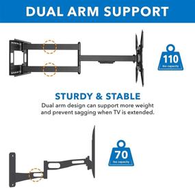 img 2 attached to 📺 Long Arm Full Motion Corner TV Wall Mount by Mount-It! – 40" Extension, Universal Fit for Flat Panel TVs Up to 400x400 VESA, Capacity of 110 Lbs