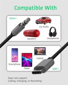 img 1 attached to 🎧 USB C к 3.5mm аудио кабелю для разъёма Aux, производителя TalkWorks - 6-футовый оплетенный Type C кабель, высокопрочный адаптер для наушников со стереозвуком для Samsung Galaxy S21, S20, S10, S9, iPad Pro 2018, Google Pixel, Moto Z (Черный).