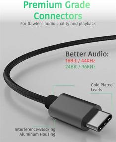 img 2 attached to 🎧 USB C к 3.5mm аудио кабелю для разъёма Aux, производителя TalkWorks - 6-футовый оплетенный Type C кабель, высокопрочный адаптер для наушников со стереозвуком для Samsung Galaxy S21, S20, S10, S9, iPad Pro 2018, Google Pixel, Moto Z (Черный).