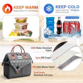 img 3 attached to 👜 Grey Insulated Lunch Bag for Women - Leakproof & Reusable Cooler Bag by Lekebobor