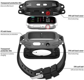 img 2 attached to 📱 YOGRE Apple Watch Case 44mm Series 6/5/4/SE: IP68 Waterproof, Shockproof, Anti-Scratches with Built-in Screen Protector - All Round Protection + Bonus Silicone Band