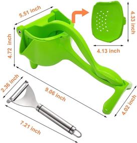 img 2 attached to 🍋 THNMK Heavy Duty Manual Citrus Lemon Juicer Hand Press Squeezer in Green, Aluminum Alloy Handheld Fruit Juicer with Stainless Steel Y-Shaped Orange Citrus Peeler for Juicing and Cocktails