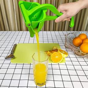 img 3 attached to 🍋 THNMK Heavy Duty Manual Citrus Lemon Juicer Hand Press Squeezer in Green, Aluminum Alloy Handheld Fruit Juicer with Stainless Steel Y-Shaped Orange Citrus Peeler for Juicing and Cocktails