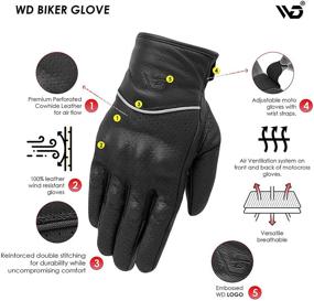 img 2 attached to 🧤 WD Motorsports Full Finger Leather Motorcycle Gloves with Touchscreen Compatibility and Armored Protection for Men