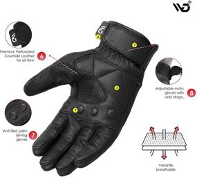 img 1 attached to 🧤 WD Motorsports Full Finger Leather Motorcycle Gloves with Touchscreen Compatibility and Armored Protection for Men