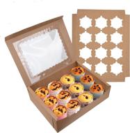 🎂 20-pack kraft cupcake boxes with clear display window - brown cake trays for cookies, muffins & pastries - holds 12 standard cupcakes - perfect for mother's day, father's day & party logo