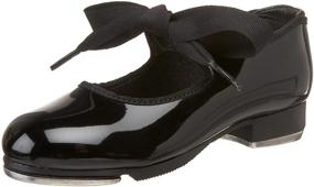 img 4 attached to 👯 Capezio Girls Jr. Tyette Tap Shoe, Black Patent - Size 8 Toddler, Perfect for Dance Beginners