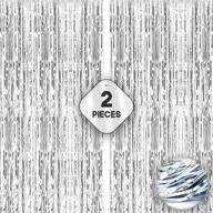 🎉 2022 happy new year decorations: xtralarge 6.4x8 feet silver fringe backdrop - 2 piece silver streamer backdrop set | foil fringe curtain for parties and events логотип