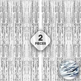 img 4 attached to 🎉 2022 Happy New Year Decorations: Xtralarge 6.4x8 Feet Silver Fringe Backdrop - 2 Piece Silver Streamer Backdrop Set | Foil Fringe Curtain for Parties and Events