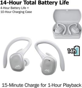 img 3 attached to Наушники JVC HA-ET45TA Truly Wireless Sport - Поддержка двух ушей 🎧, съемный крючок - Водонепроницаемые IP55 - 14 часов автономной работы - Синие