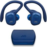 наушники jvc ha-et45ta truly wireless sport - поддержка двух ушей 🎧, съемный крючок - водонепроницаемые ip55 - 14 часов автономной работы - синие логотип