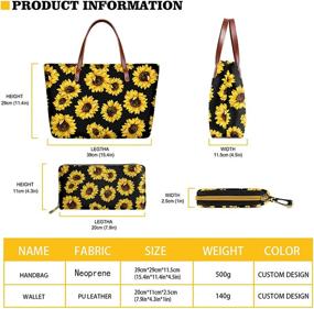 img 3 attached to Yiekeluo Sunflower Butterfly Neoprene Shoulder Women's Handbags & Wallets in Shoulder Bags