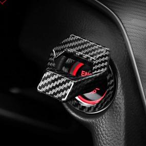 img 4 attached to 🔲 Aluminum Alloy Universal Engine Start/Stop Push Button Cover - Car Power Control Trim for Honda Civic Accord CRV XRV, Dodge Challenger Charger, Toyota CHR - Carbon Black