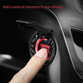 img 2 attached to 🔲 Aluminum Alloy Universal Engine Start/Stop Push Button Cover - Car Power Control Trim for Honda Civic Accord CRV XRV, Dodge Challenger Charger, Toyota CHR - Carbon Black