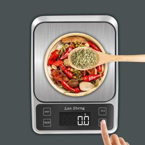 img 3 attached to New Upgrade Lan Sheng USB Rechargeable Digital Food Scale: 11lb/5KG, Precise Graduation, Stainless Steel - Perfect for Weight Loss, Baking, Cooking!