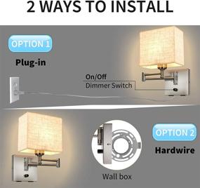 img 2 attached to 💡 The Ultimate Adjustable Wall Sconces: Alta Ilumina 7.1 inch Dimmable Swing Arm Lamp with 2 USB Ports & Plug-in Cord – Perfect Wall Lighting for Bedroom