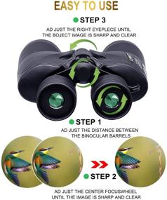img 2 attached to 🔭 High Definition 10-24x50 Zoom Binoculars for Adults - Professional, Waterproof, and Durable Binoculars with Clear BAK4 Prism FMC Lens for Birds Watching, Hunting, Traveling, and Concerts