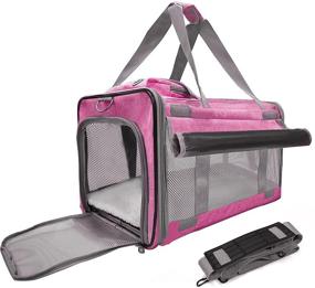 img 4 attached to Morange Airline Approved Cat and Small Dog Carrier - Collapsible Pet Carrier in Pink-Blue