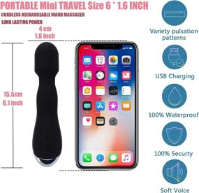 img 3 attached to 💦 Waterproof Rechargeable Personal Massager for Women - Powerful 16 Vibration Modes, Cordless Handheld Wand Massager for Muscle Aches, Sports Recovery, and Therapy
