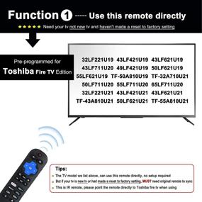 img 2 attached to Заменяющий пульт IR для Toshiba Fire TV совместимый с моделями 32LF221U19, 43LF421U19, 43LF621U19, 49LF421U19, 50LF621U19, 55LF621U19 TF-50A810U19 с кнопкой обучения (без голосового управления)