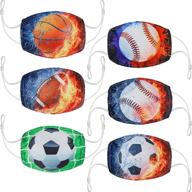 🏀 adjustable unisex face protection for sports: 6-piece reusable face covering for basketball, rugby, baseball, football logo