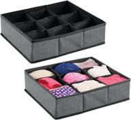 mdesign soft fabric dresser drawer and closet storage organizer bin - 2 pack, charcoal/black logo