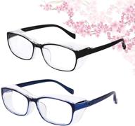 👓 2pack blue light blocking safety goggles eyeglasses for men and women (black & blue) logo