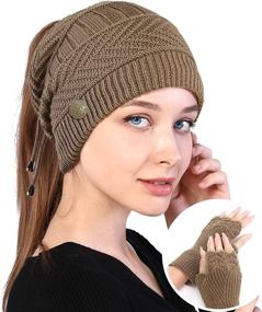 img 4 attached to Womens Winter Slouchy Ponytail Buttons Outdoor Recreation