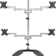 🖥️ enhance efficiency with startech.com quad monitor stand - ergonomic vesa 4 monitor arm - free standing articulating mount - height adjustable/tilt/swivel/rotate - silver (armquadss) logo