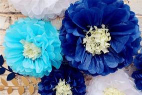 img 2 attached to 🌊 Navy Blue and White Tissue Paper Flowers Decorations for Wall Backdrop - Perfect for Fishing Nautical Ocean Boy Themed Baby Shower, Birthday, and Bridal Shower Décor (Pack of 17)