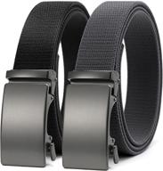 🏌️ chaoren elastic stretch golf belt - 2 pack nylon ratchet belts for men, adjustable & trim-to-fit - casual style logo