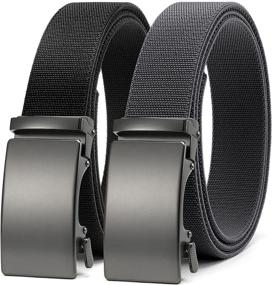 img 4 attached to 🏌️ CHAOREN Elastic Stretch Golf Belt - 2 Pack Nylon Ratchet Belts for Men, Adjustable & Trim-to-Fit - Casual Style