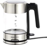 🔌 1.0 liter electric glass and steel kettle by amazon basics logo