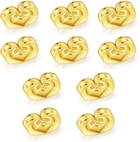 img 4 attached to Secure Your Studs with Catmade 14k Gold Plated Earring Backs: 10Pcs Screw-On & Butterfly Locking Earring Backs for Safety and Hypoallergenic Comfort